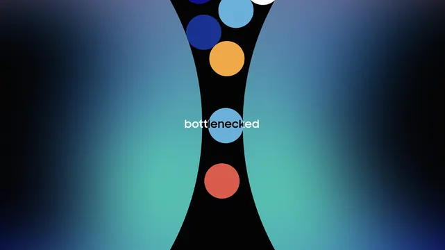 Abstract vertical funnel logo with stacked colored circles, minimal, abstract, dark