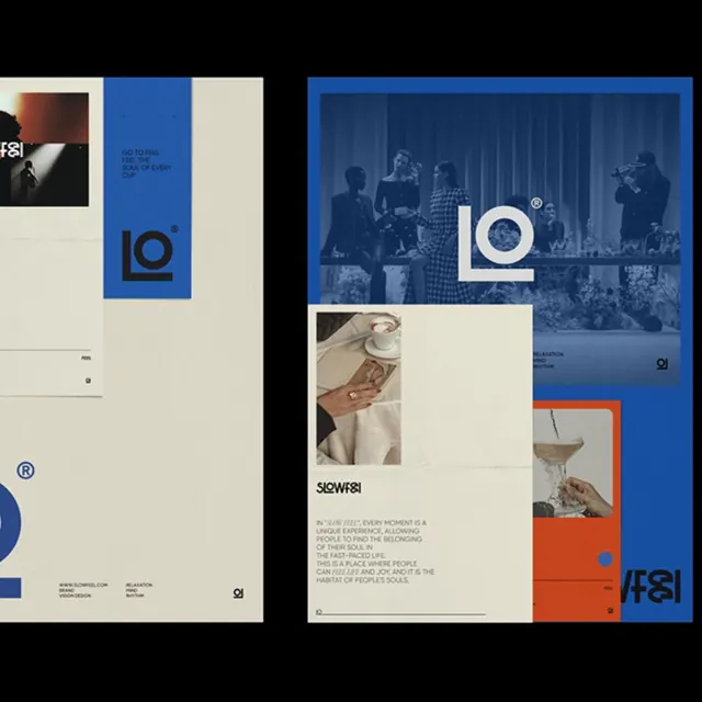 Blue and cream editorial identity system, minimal, editorial, light