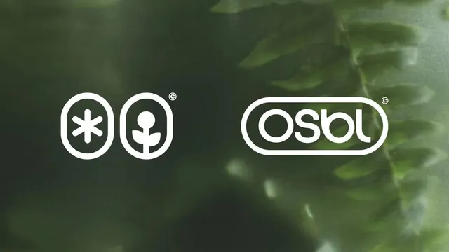 Paired plant and person leaf icons over blurred foliage, minimal, technical, dark