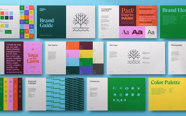 Minimal grid-based brand guideline, minimal, corporate-clean, light