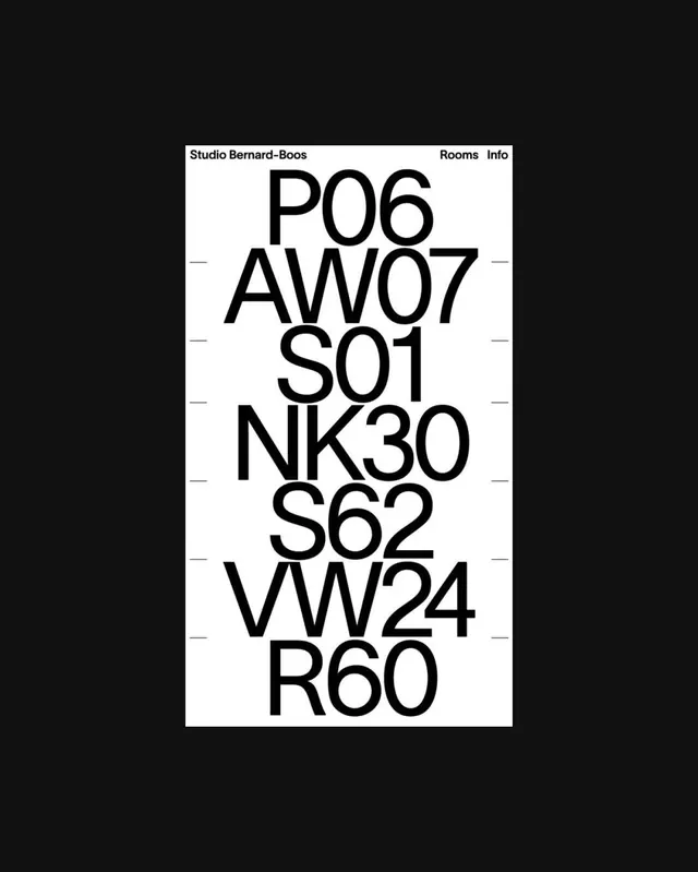 Studio Bernard-Boos type system poster, minimal, monochrome, dark