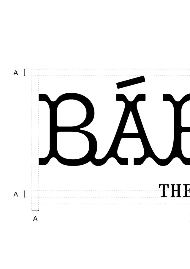 Heavy serif typeface specimen with construction guides, minimal, technical, dark
