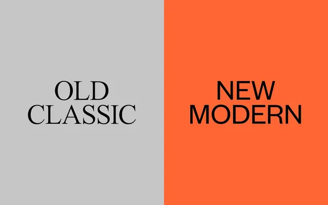 Split serif-sans type comparison, minimal, boxed, warm
