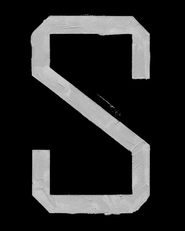 Stylized Letter S Graphic, brutalist, abstract, high-contrast