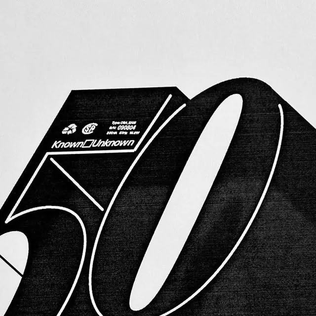 Bold stencil numeral with texture, minimal, geometric, dark