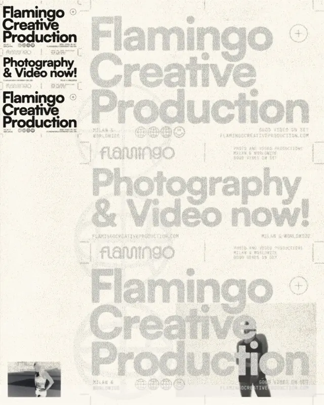 Typography-heavy collage identity, minimal, light