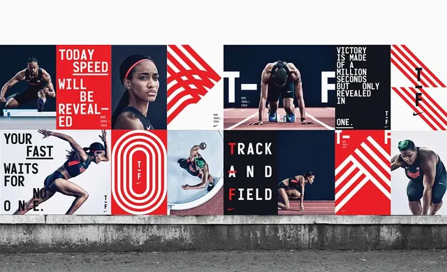 Sports Brand Identity Collage, maximalist, geometric, high-contrast
