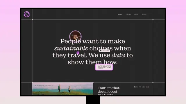 Equator homepage on a monitor over pink gradient, dark-mode, editorial, dark