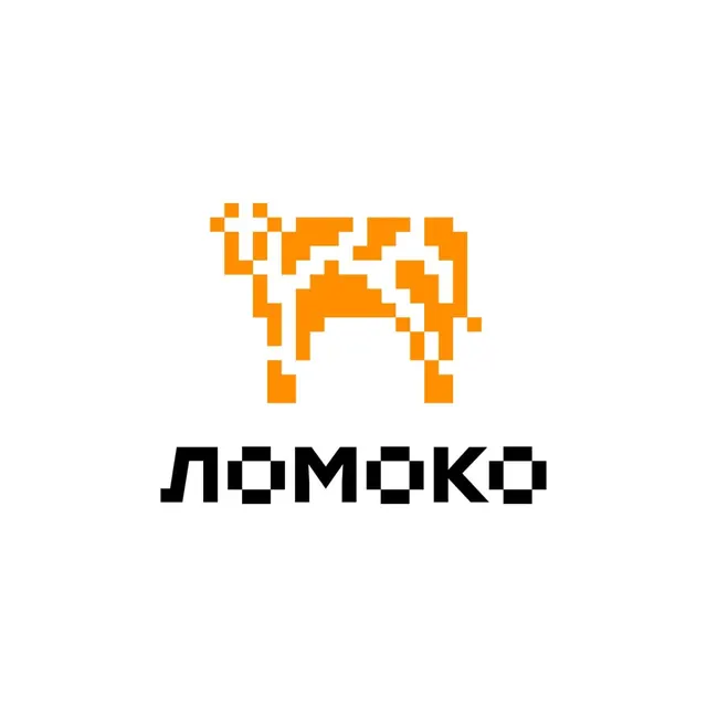 Nomoko pixel-art animal wordmark, retro, geometric, warm