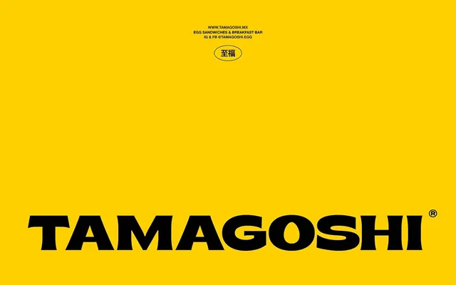 Tamagoshi egg sandwich branding, minimal, flat, warm