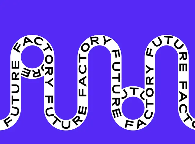 Factory Future typography circular letterforms, geometric, minimal, neon