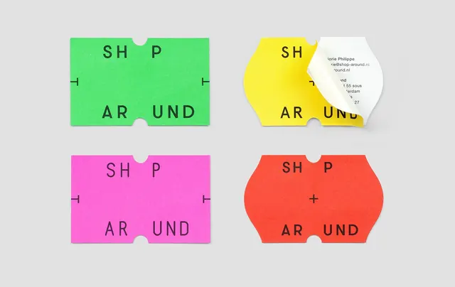 Shop Around ticket-form typeface system, minimal, playful, vibrant