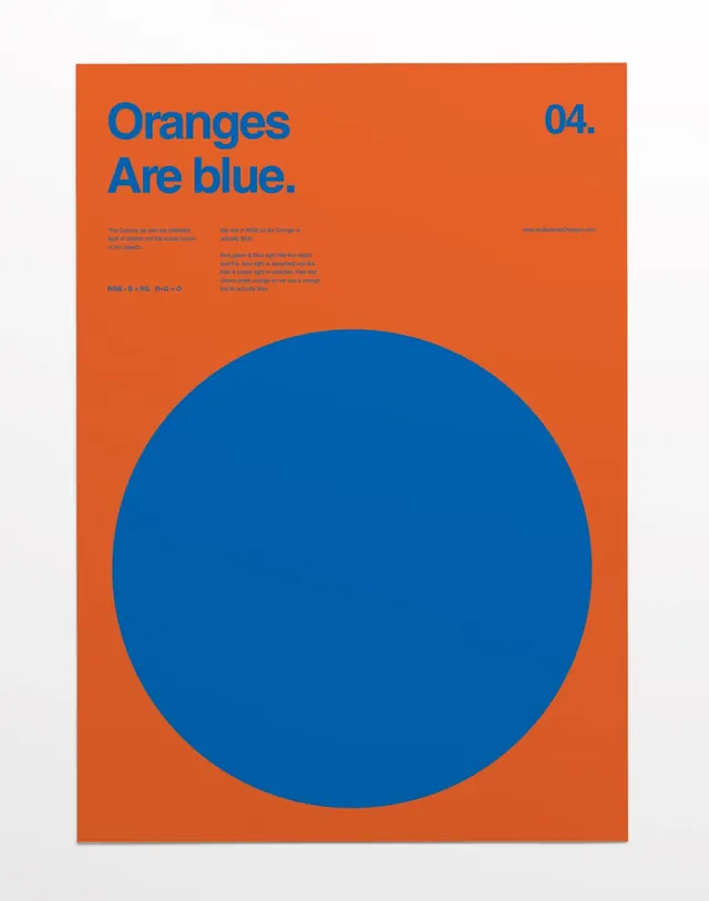 Oranges Are Blue complementary color exploration, minimal, geometric, warm