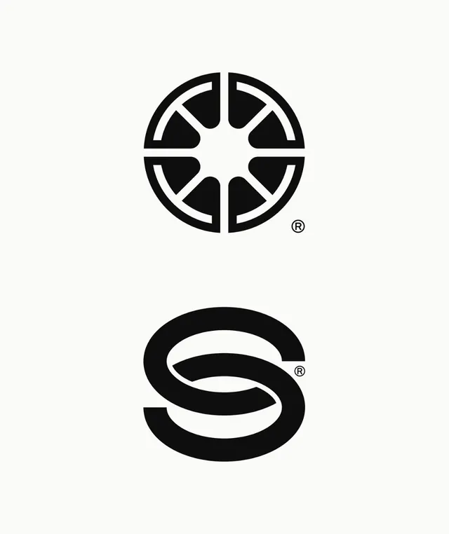 Registered mark geometric logomark system, geometric, minimal, dark