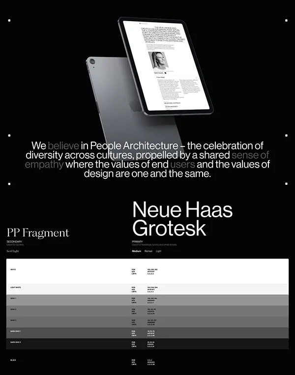 Minimal editorial type specimen, minimal, editorial, dark
