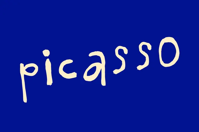 Expressive handwritten type on blue, minimal, playful, dark
