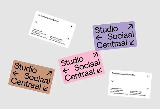 Studio Sociaal Centraal business cards, minimal, flat, light