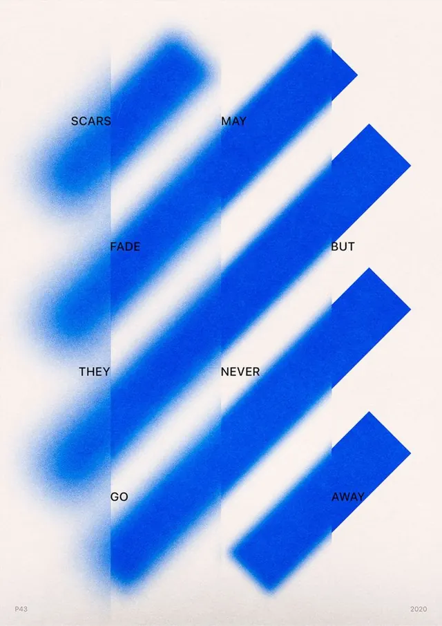 Diagonal blur typography study, minimal, abstract, cool
