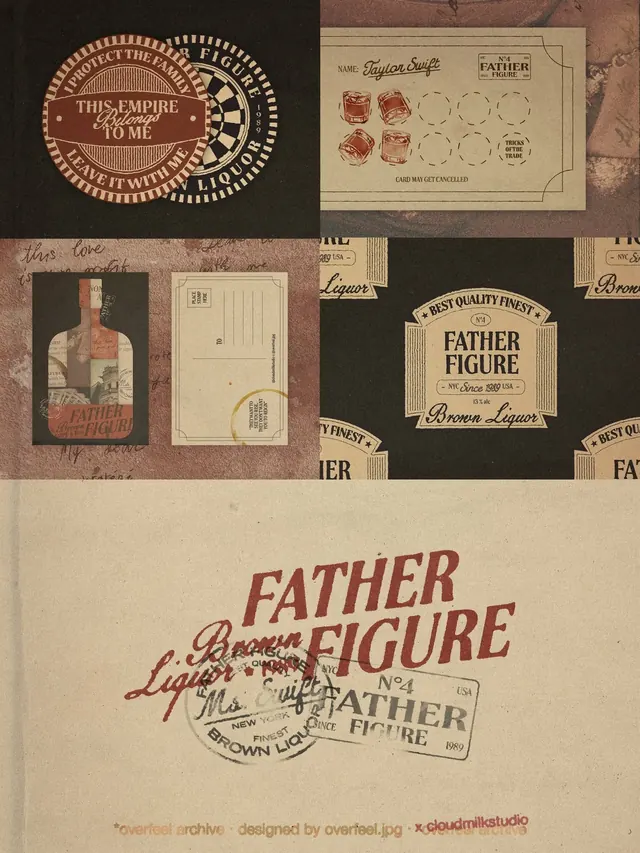 Father Figure craft spirits branding, retro, editorial, light