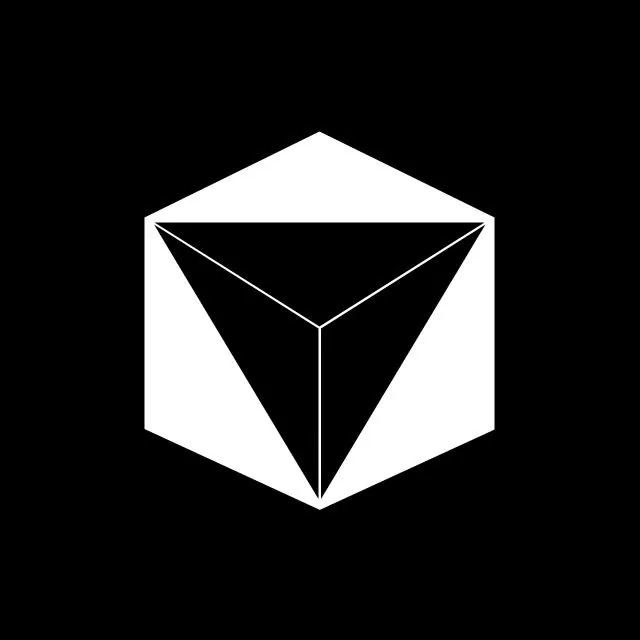 Hexagonal 3D geometric logo, minimal, geometric, dark