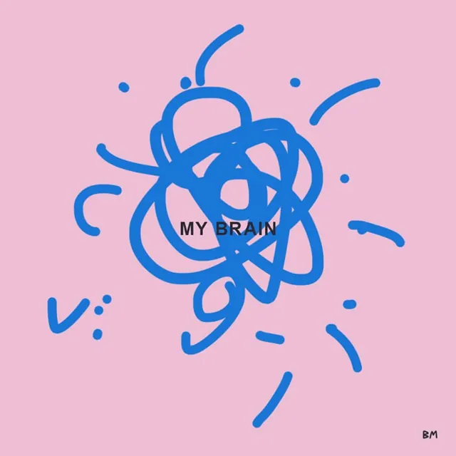 Hand-drawn tangled lines with text overlay, organic, line-art, cool