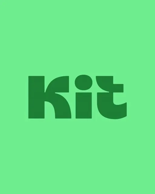 Kit wordmark on mint green background, minimal, flat, light