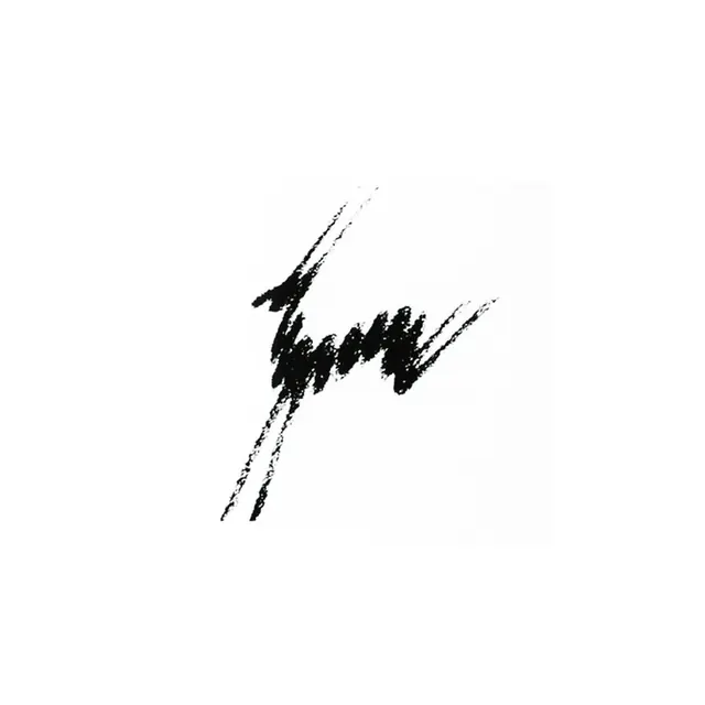 Gestural monochrome mark, abstract, minimal, dark