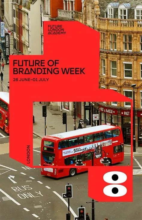 Future of Branding Week event poster red geometric, geometric, minimal, light