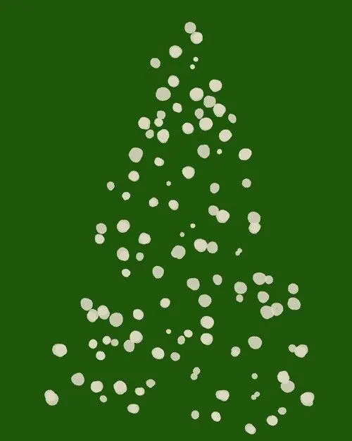 Organic dotted-scatter logo mark on forest green, minimal, abstract, dark