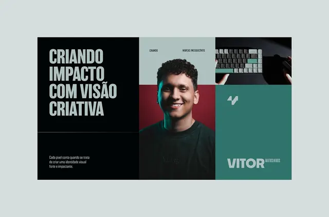 Criando Impacto portfolio identity system, editorial, minimal, dark
