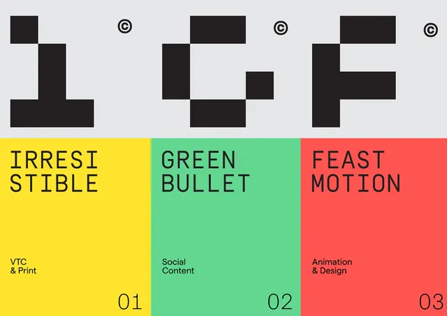 High-contrast tricolor category system, geometric, minimal, high-contrast