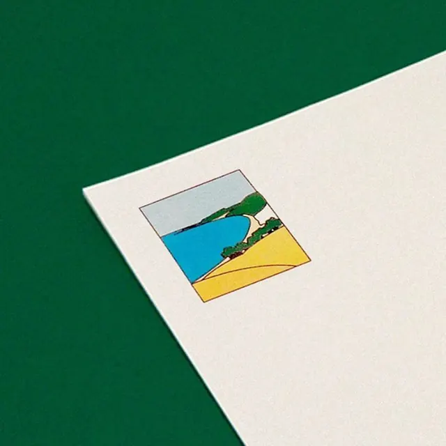 Tilted landscape frame illustration, minimal, abstract, vibrant