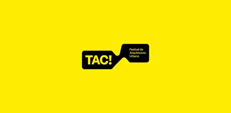 TAC! urban architecture festival logo, minimal, geometric, dark