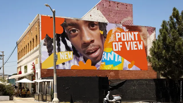 Fanta Point of View wall billboard, photographic, flat, vibrant
