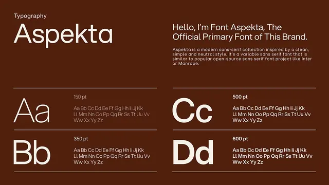 Aspekta variable sans-serif specimen, minimal, geometric, earthy