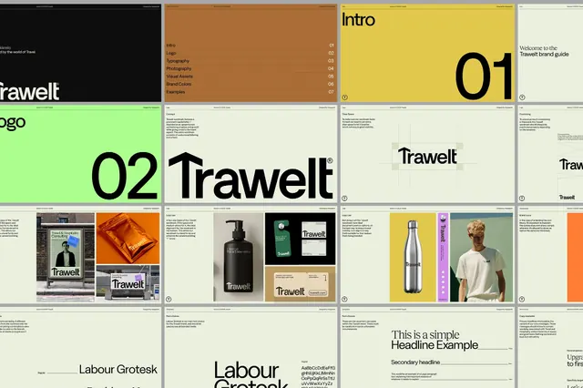 Trawelt travel brand type specimen, minimal, corporate-clean, warm