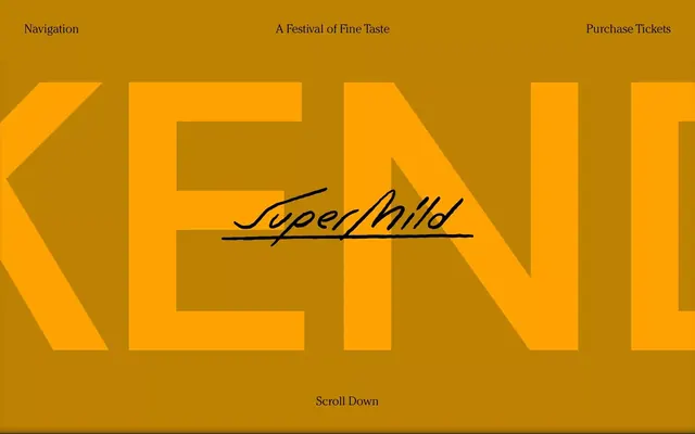 SuperMild event poster gold layered type, minimal, geometric, warm