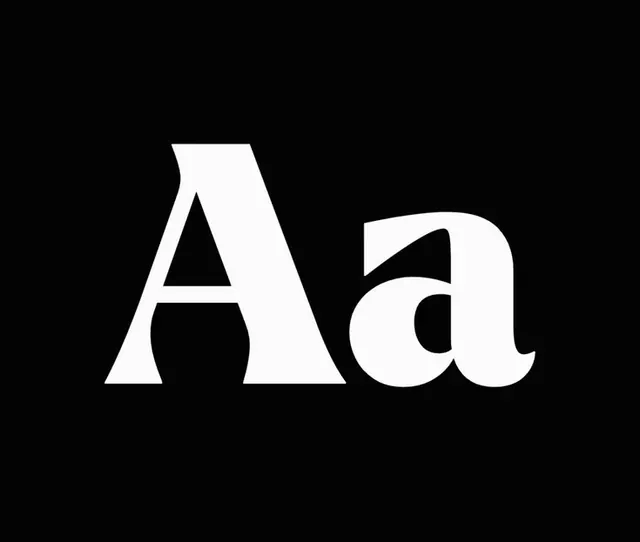High-contrast serif type specimen, minimal, dark-mode, dark