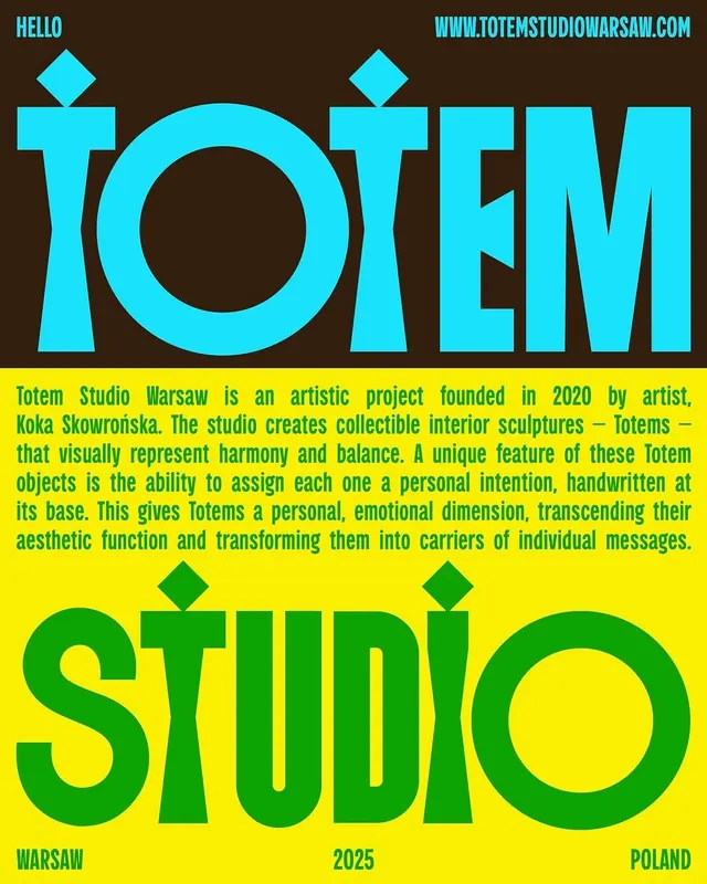 Totem Studio brand poster, geometric, maximalist, dark