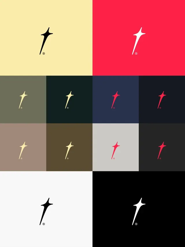 Geometric star mark color and background guide, minimal, flat, dark