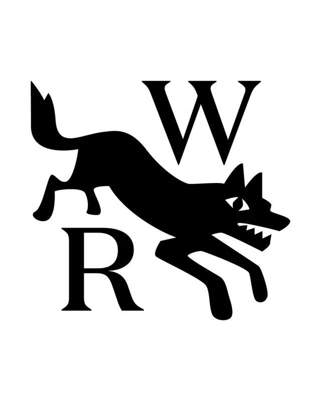 Wolf monogram with W and R initials, monochrome, luxury, dark
