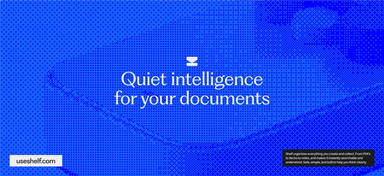 Deep blue gradient hero with geometric dot texture and serif headline, gradient-heavy, corporate-clean, dark
