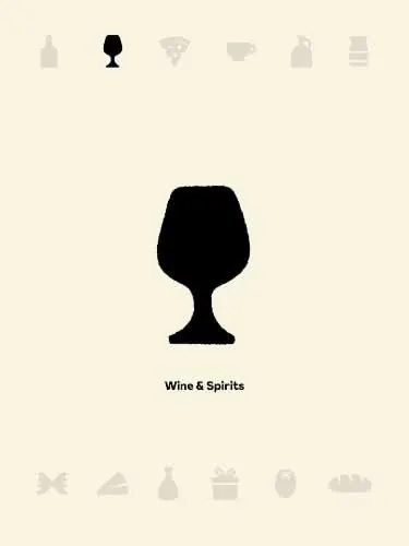 Wine & Spirits logo with minimal line icons, minimal, monochrome, light