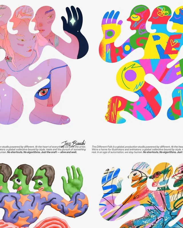 Colorful illustrative figure studies, illustrated, abstract, vibrant