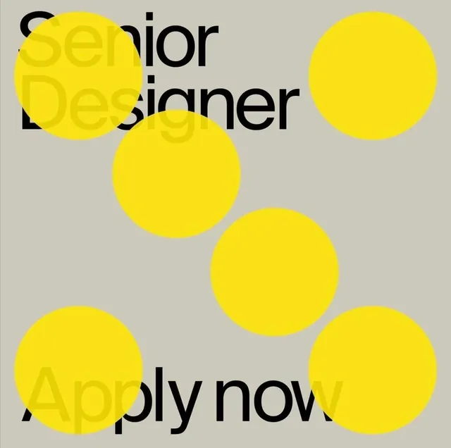 Recruitment campaign with overlapping yellow circles, minimal, geometric, warm