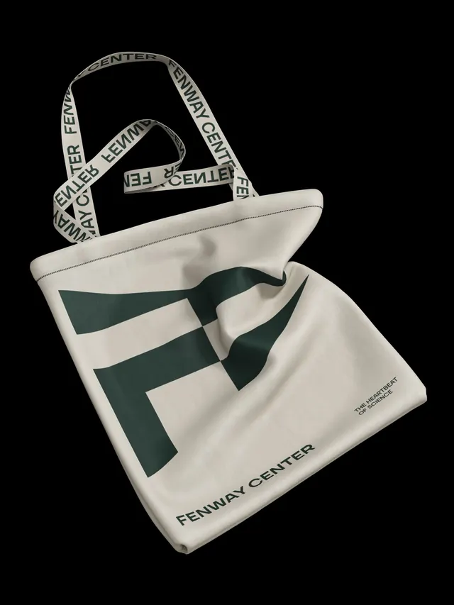 Fenway Center cream tote with oversized cropped monogram, minimal, geometric, dark