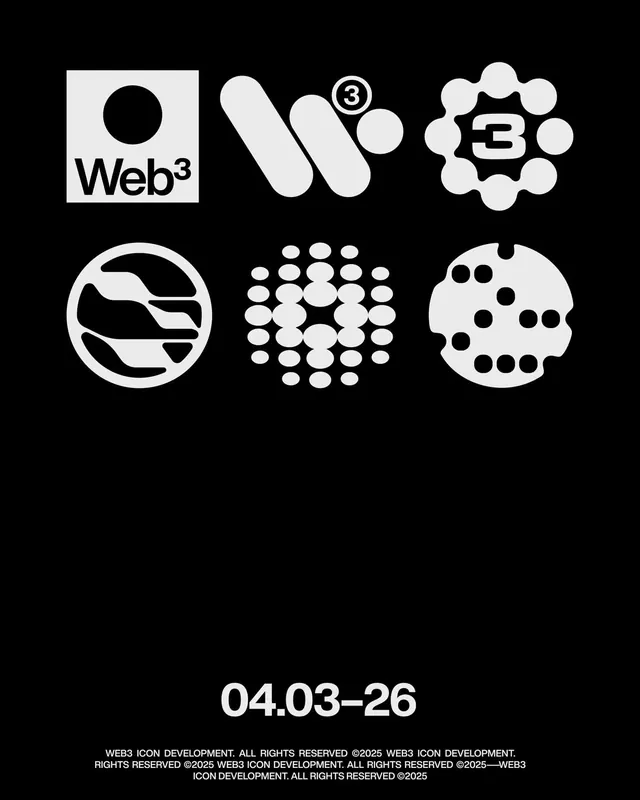 Web3 icon development system, minimal, geometric, dark