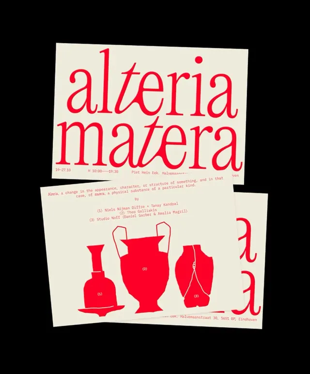 Alteria Matera exhibit typography and vessels, editorial, minimal, light