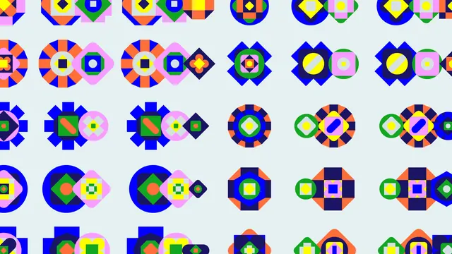 Config 2024 generative emblem grid, geometric, flat, vibrant