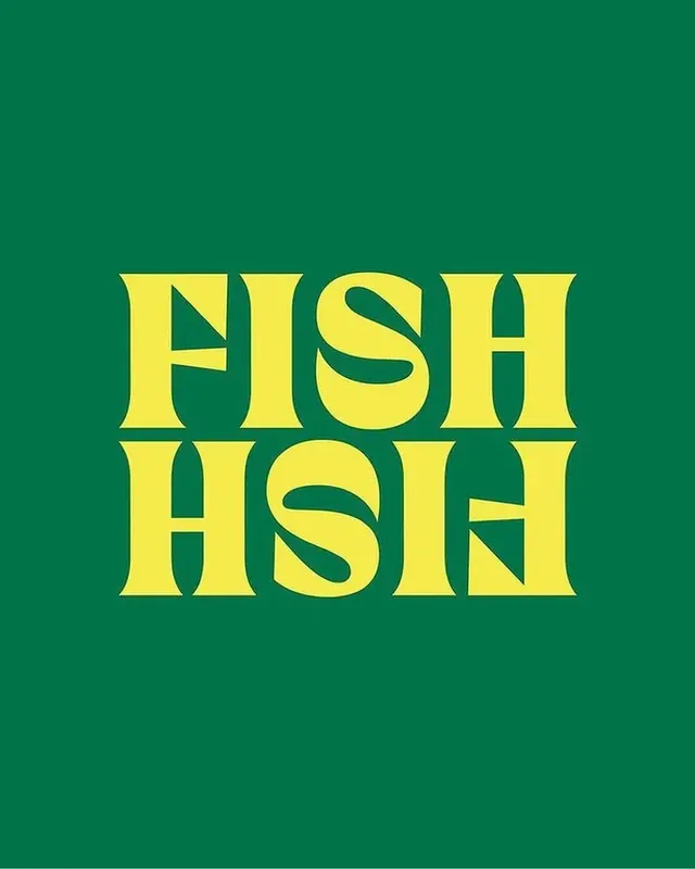 Fish logo, geometric, warm